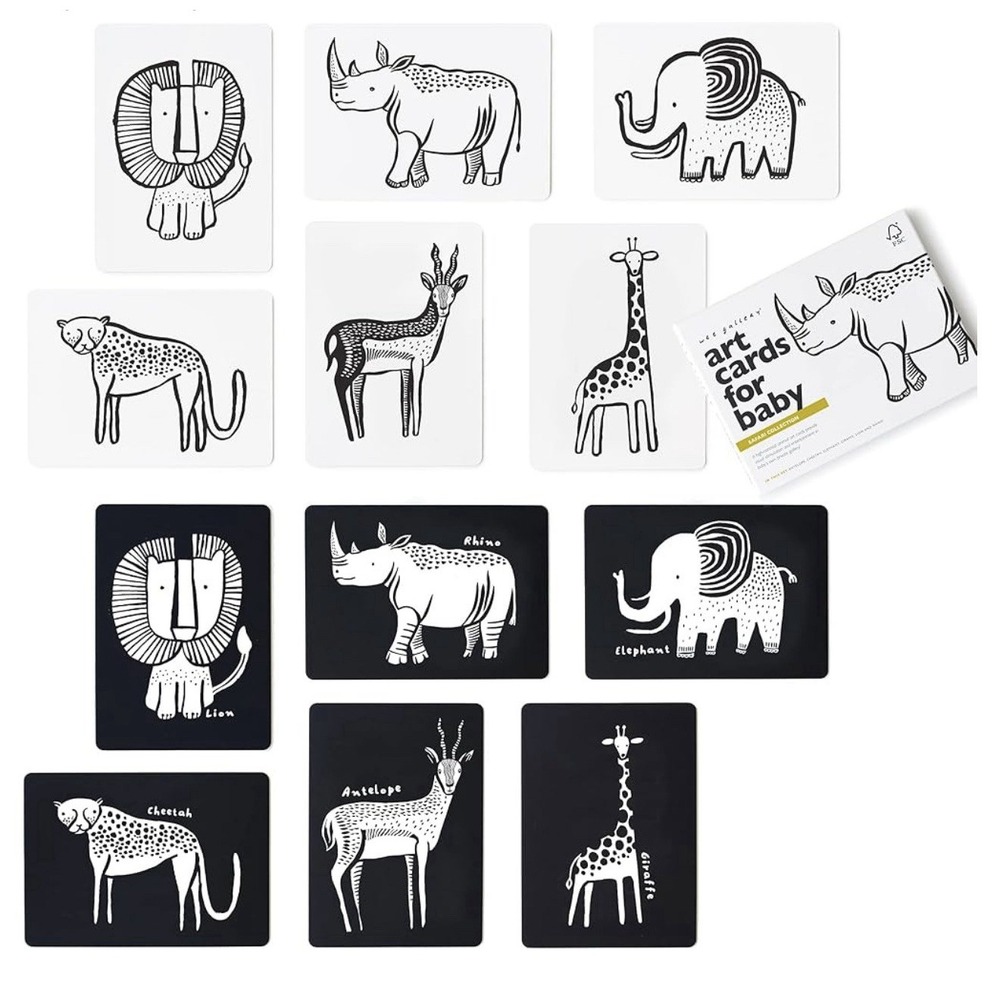 Wee Gallery Art Cards for Baby, high contrast black-and-white Animal Flashcards